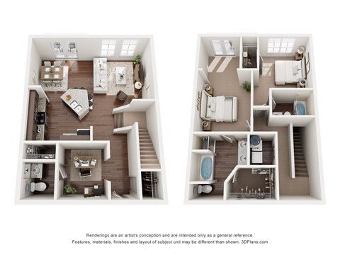 Floor plan for 2 beds, 2 baths, 1660 sqft